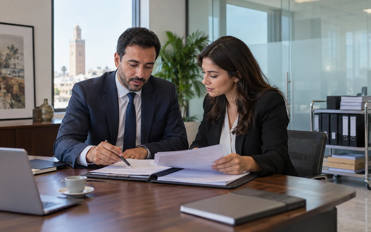 Auditeur et responsable financier examinant une lettre de mission et les comptes