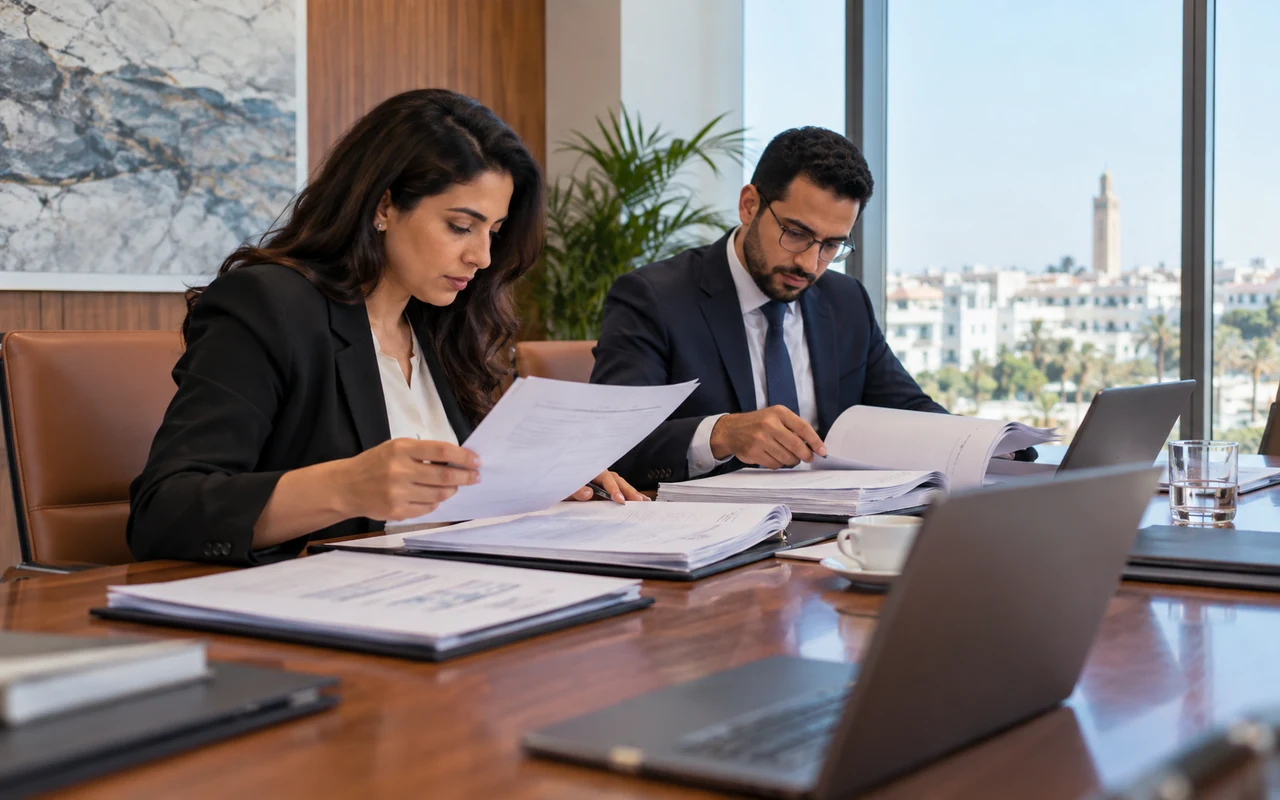 Auditeurs examinant les comptes et les pièces justificatives d’une entreprise