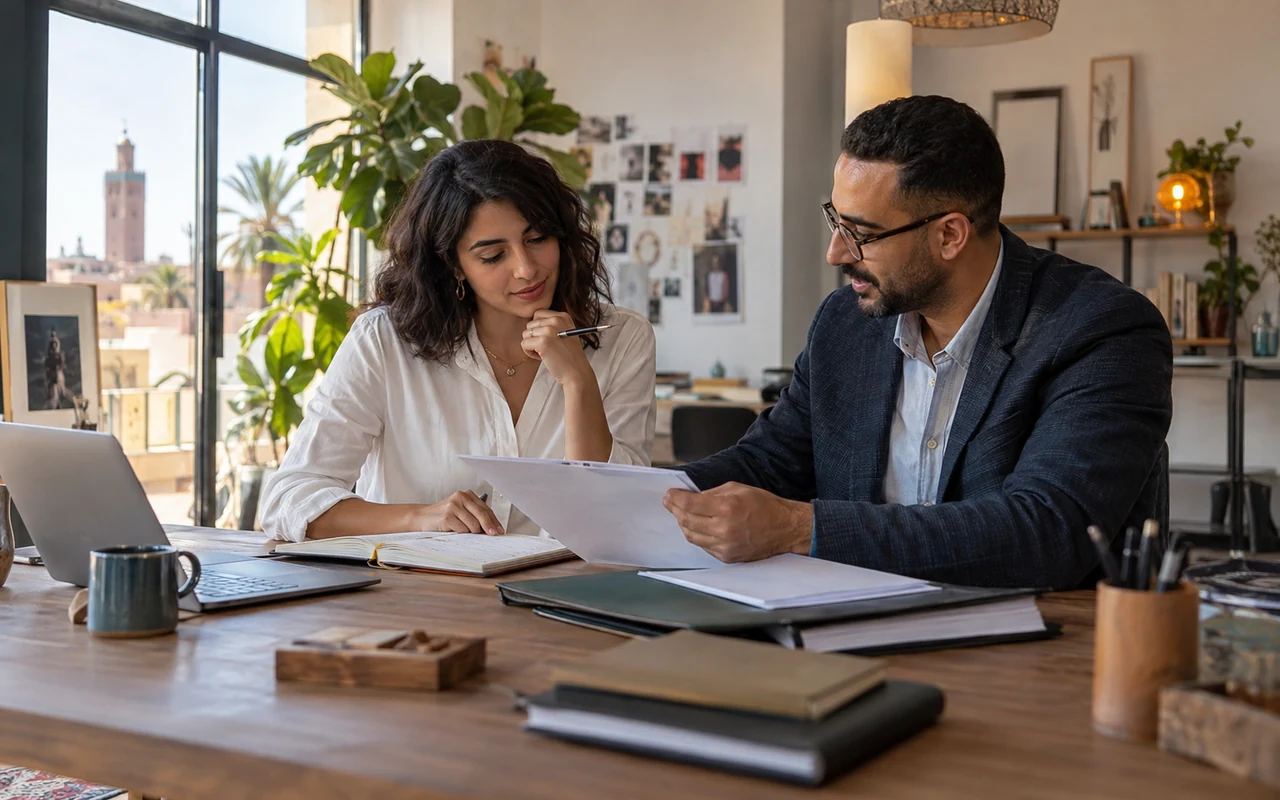 Entrepreneure et conseiller étudiant le passage d’une activité indépendante en société