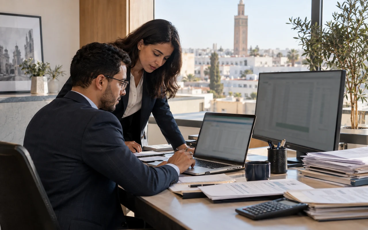 Analyste financier travaillant sur des tableaux de calcul et leur automatisation