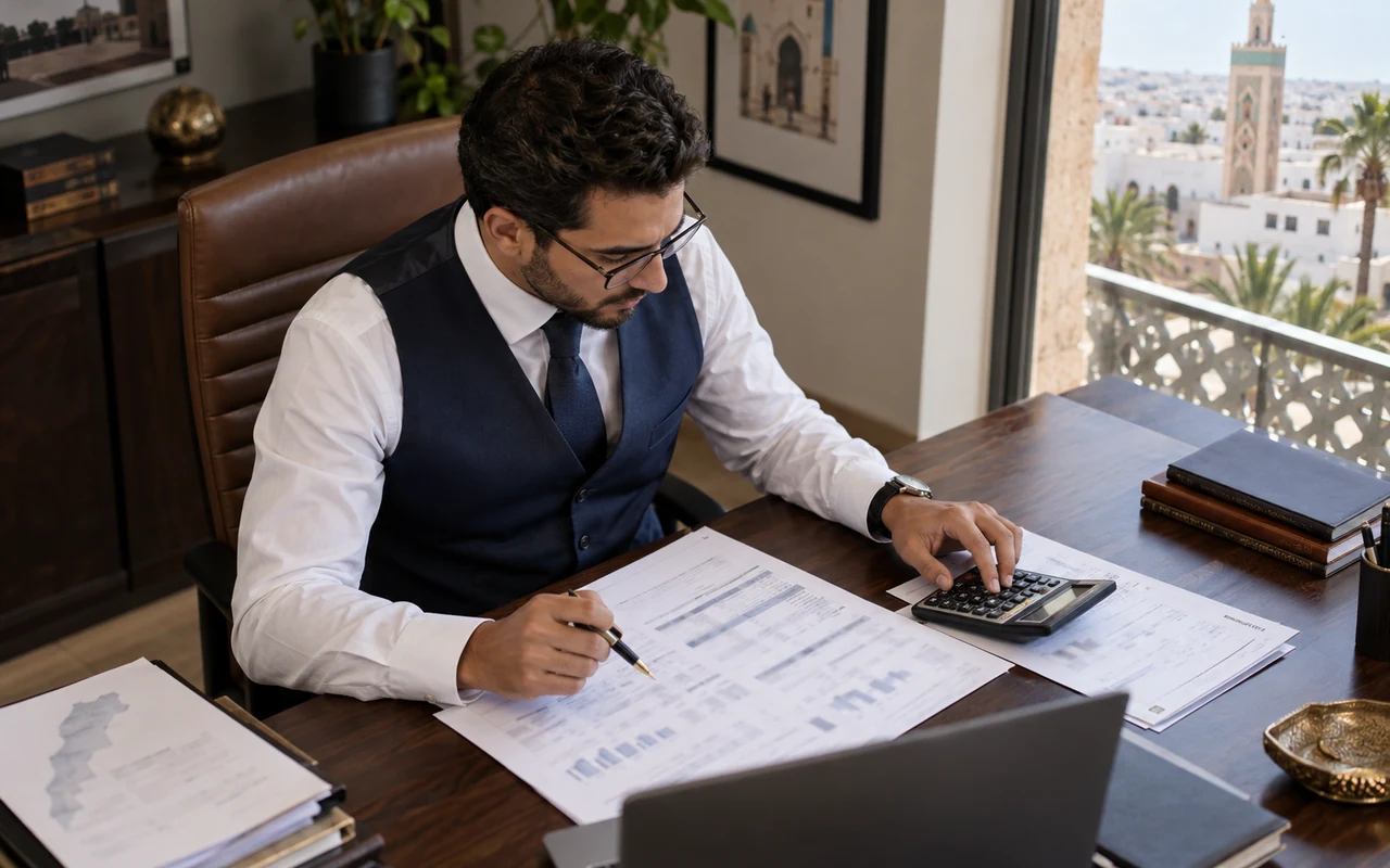 Professionnel calculant l’impôt sur les sociétés à partir des comptes annuels