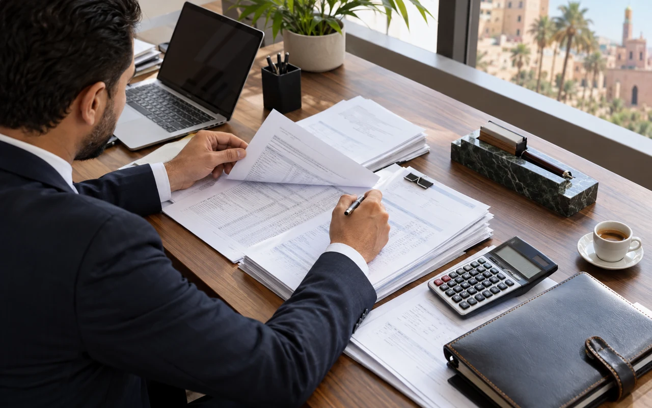 Vérification de tableaux fiscaux et de comptes annuels avec une calculatrice