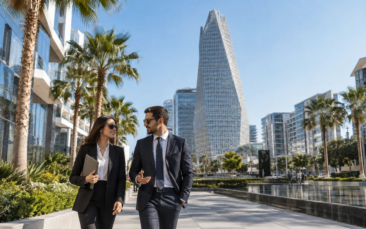 Professionnels dans le quartier d’affaires de Casablanca Finance City