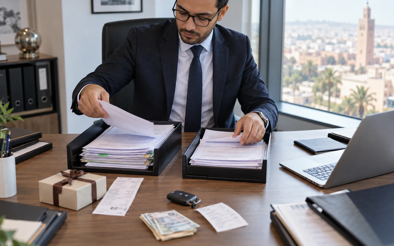 Comptable triant les justificatifs de dépenses selon leur traitement fiscal