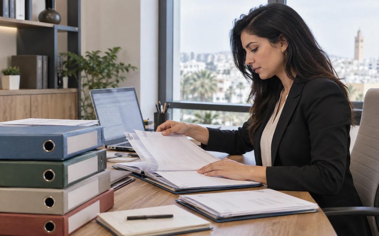 Responsable de paie préparant les dossiers de déclaration annuelle des salaires