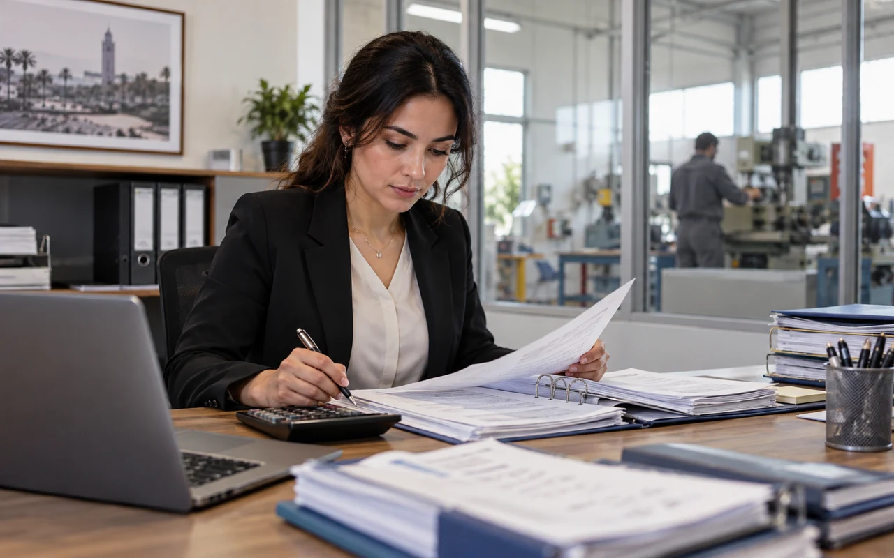Comptable vérifiant les dotations liées aux équipements d’une entreprise industrielle