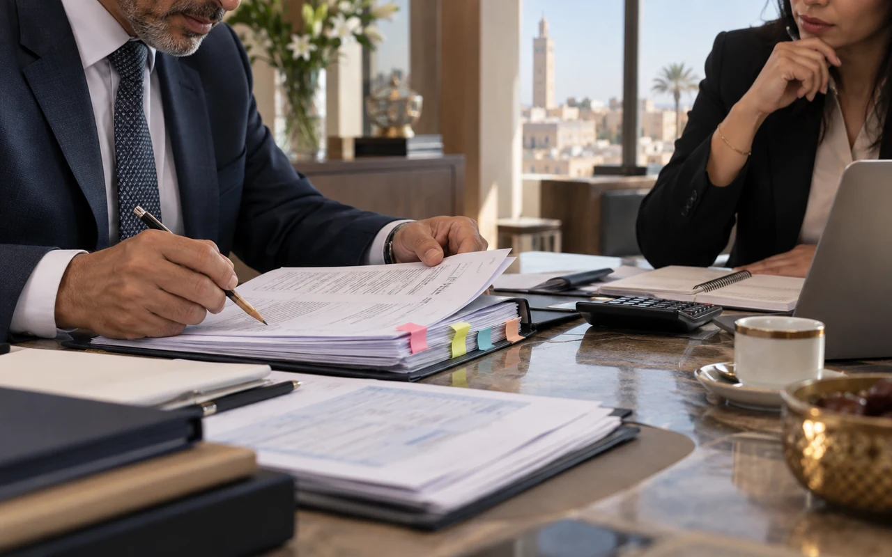 Auditeur vérifiant des factures et des rapprochements comptables annotés