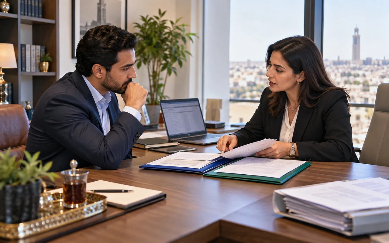 Entrepreneur et experte comptable examinant ensemble les dossiers de l’entreprise
