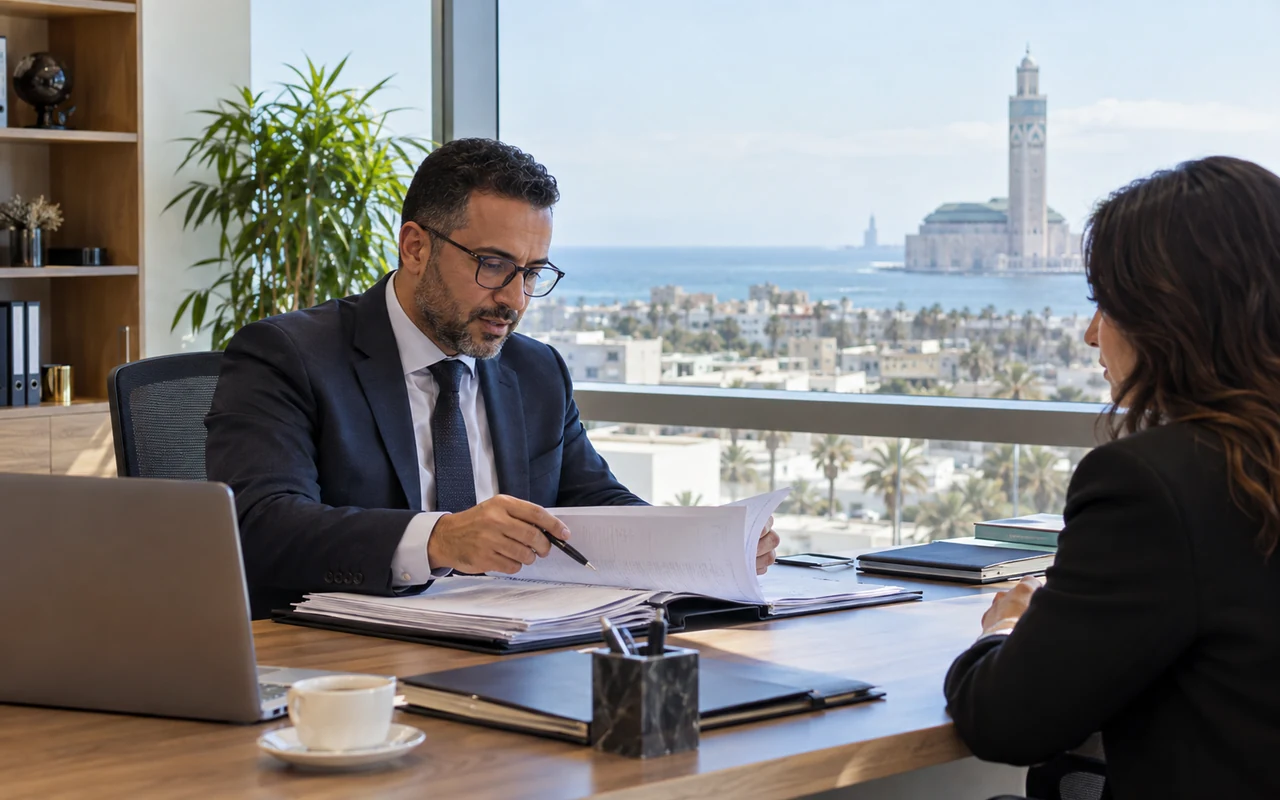 Consultation comptable dans un bureau avec vue sur Casablanca