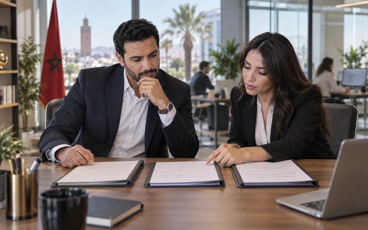 Entrepreneurs examinant les différentes formes juridiques avec une conseillère