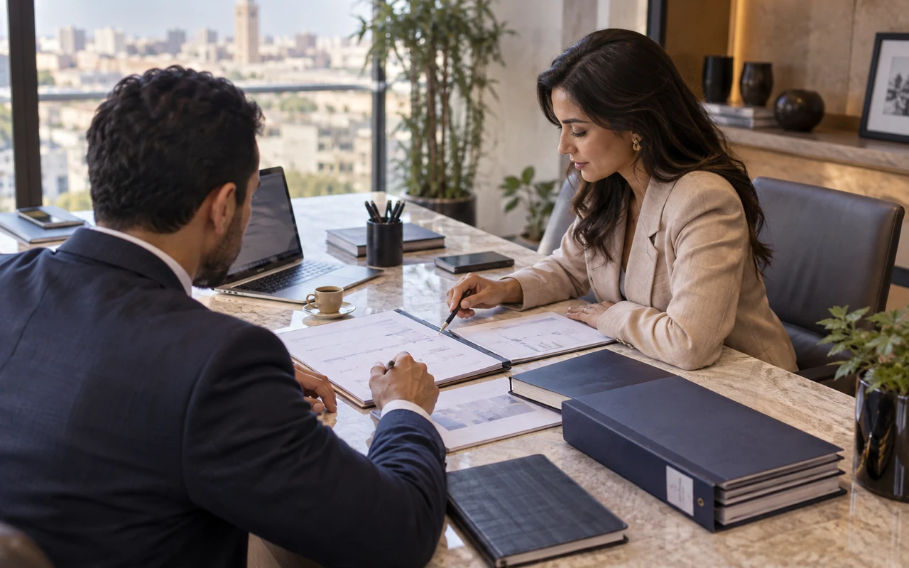 Dirigeants organisant les dossiers de gestion de leur entreprise