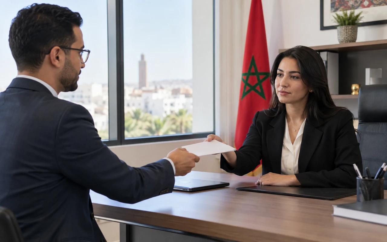 Salarié remettant une lettre de préavis à la responsable des ressources humaines