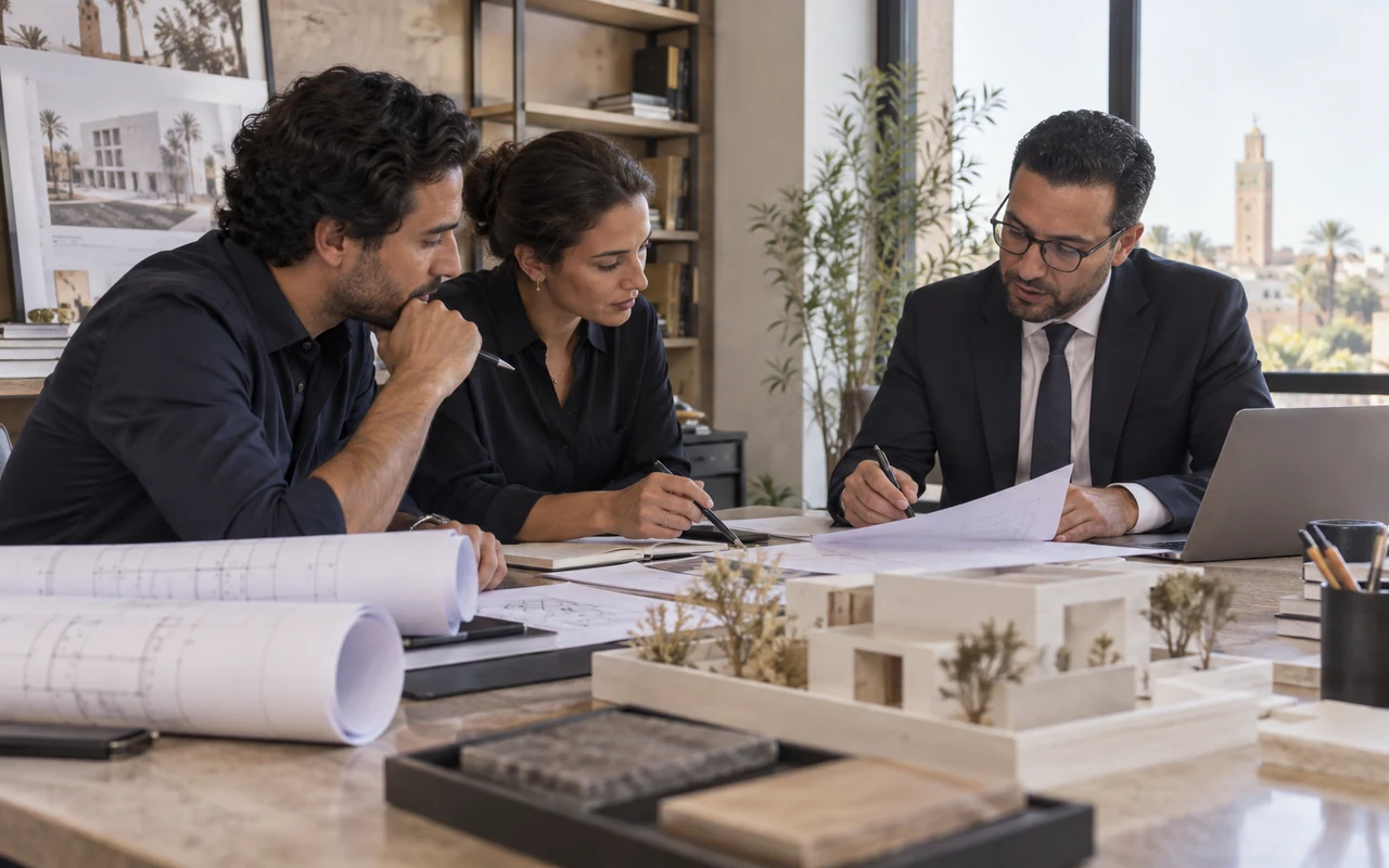 Architectes préparant les documents de leur société civile avec un conseiller