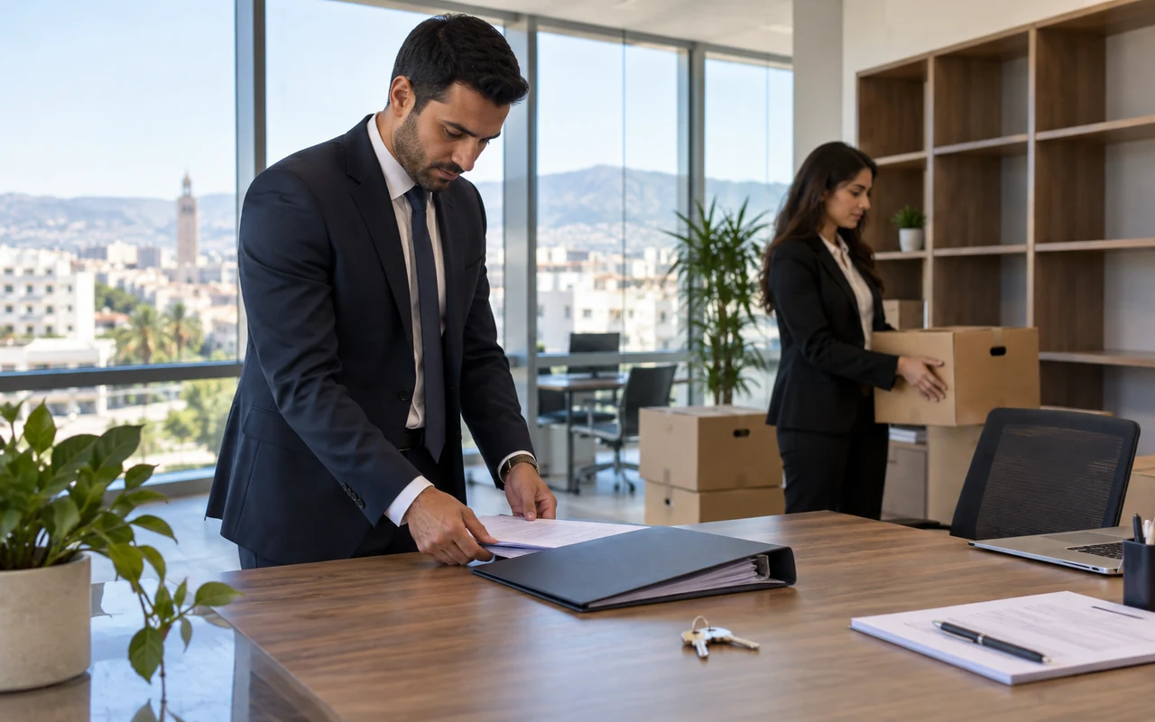 Équipe préparant les dossiers et cartons d’un transfert de siège social