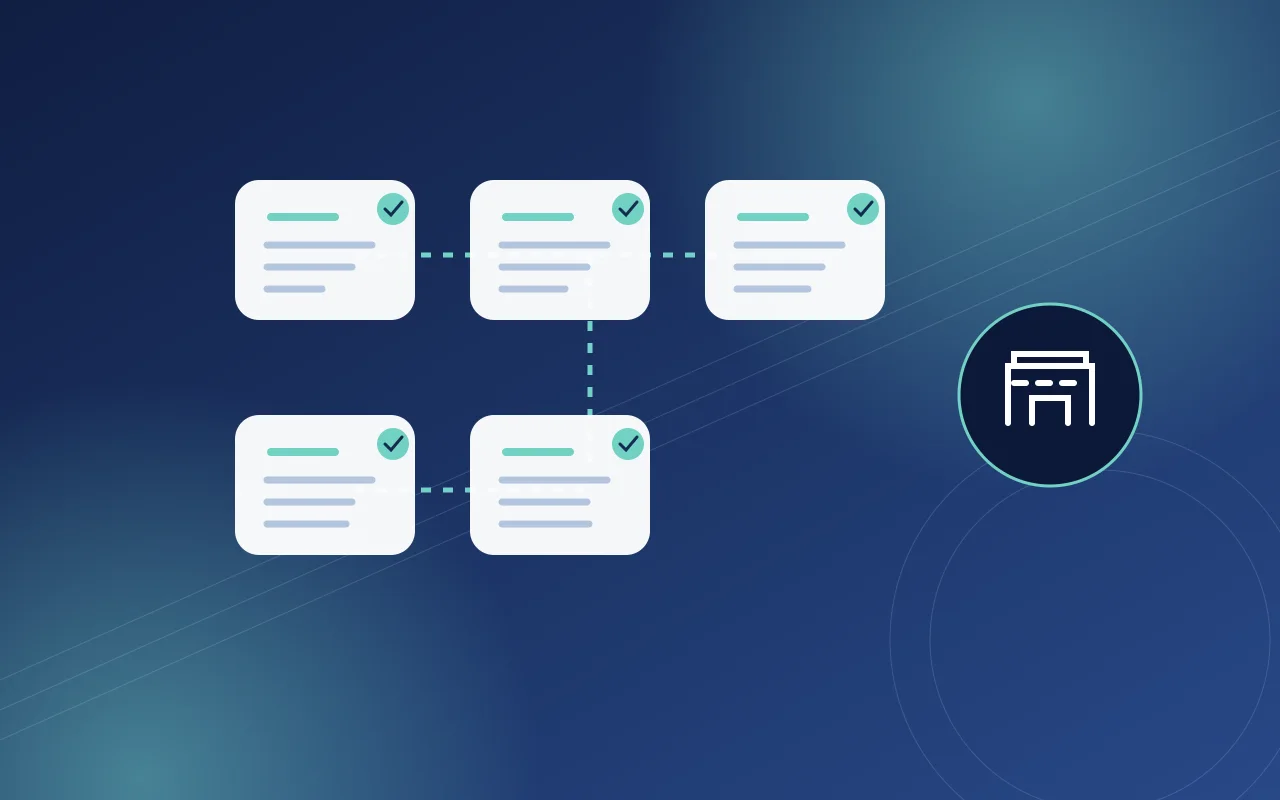 Illustration of a workspace and organised documents supporting a handoff