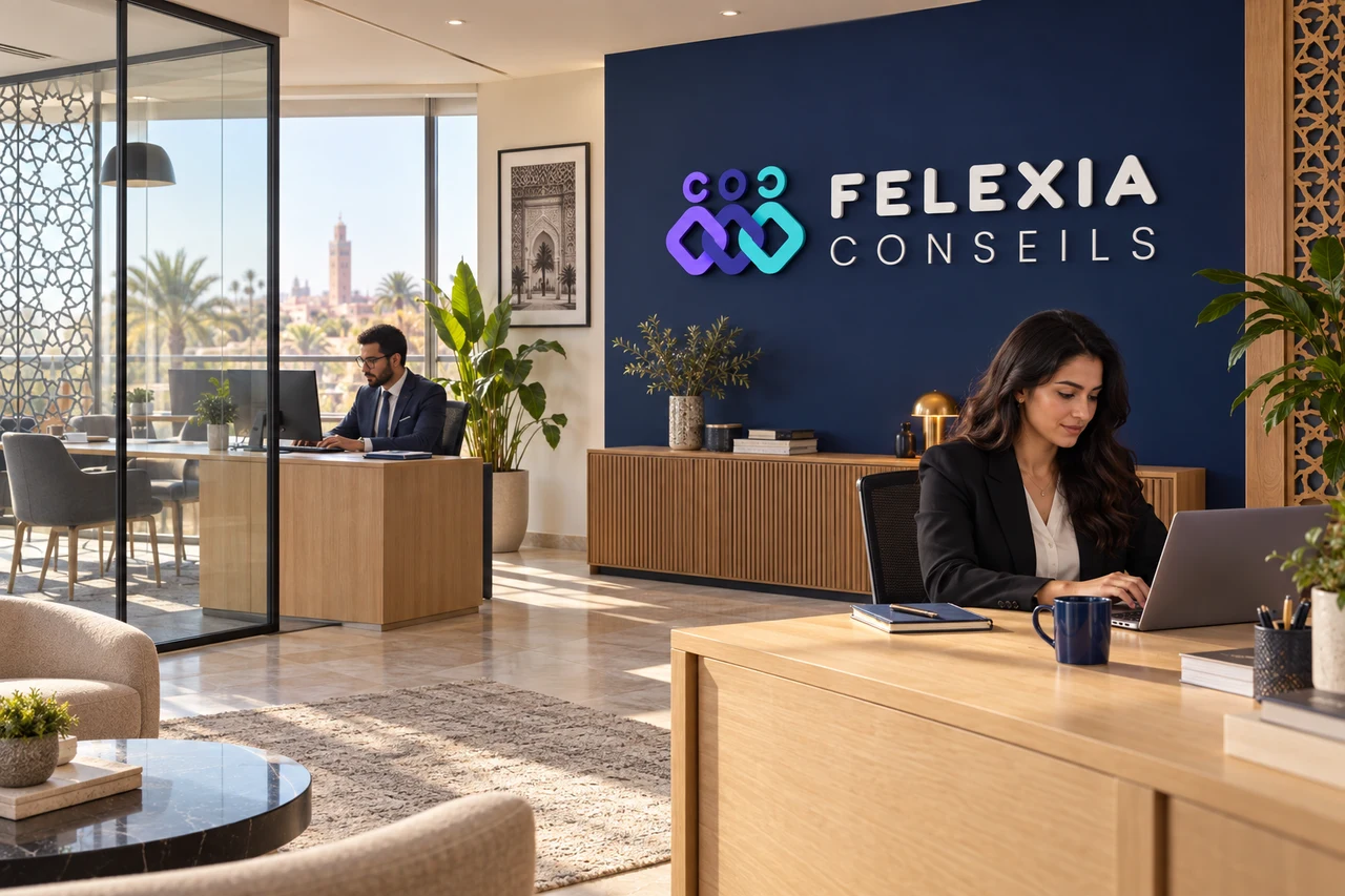 Bureaux avec le logo original Felexia Conseils — visuel d’illustration